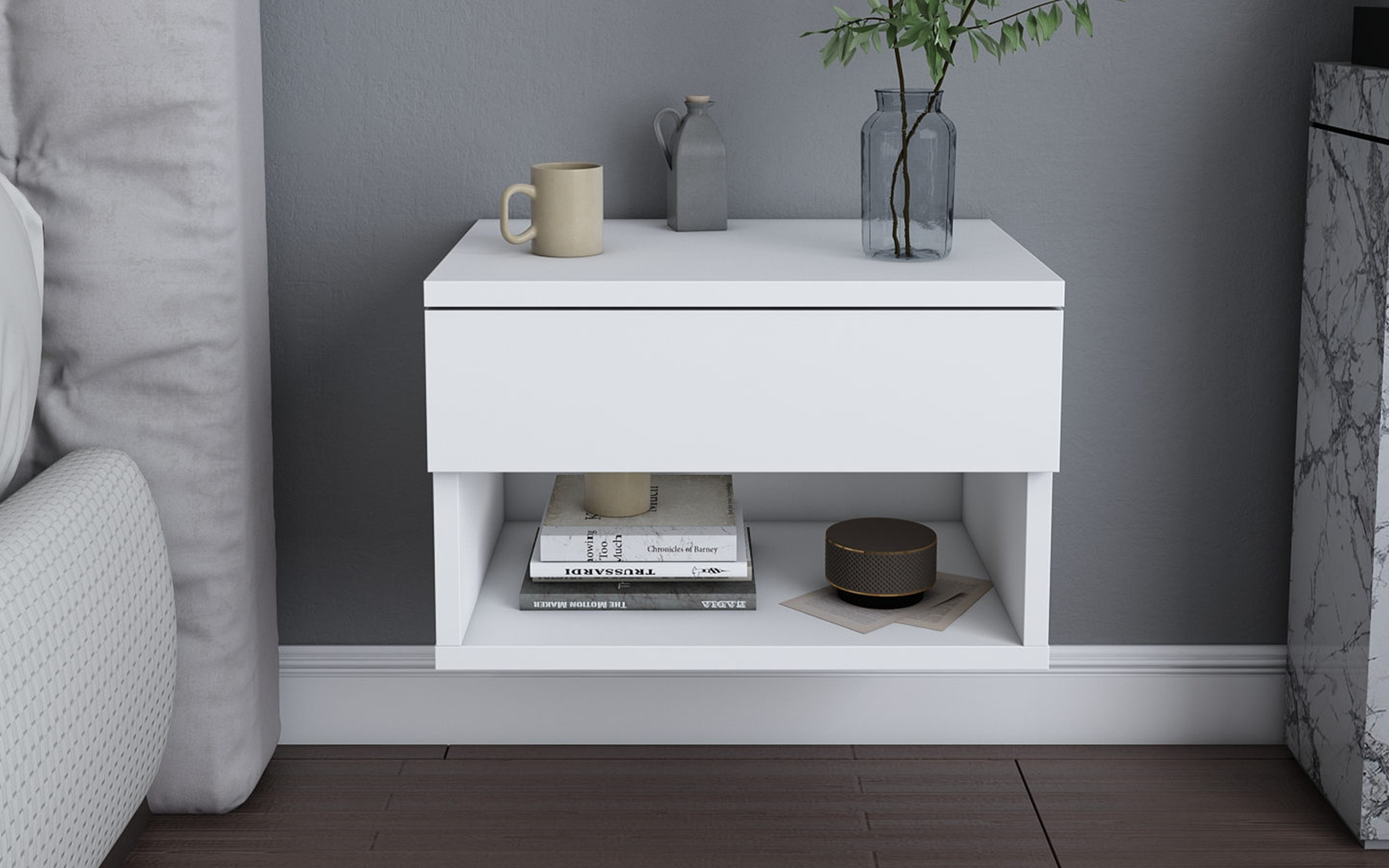 Noptiera Raven, alb  1